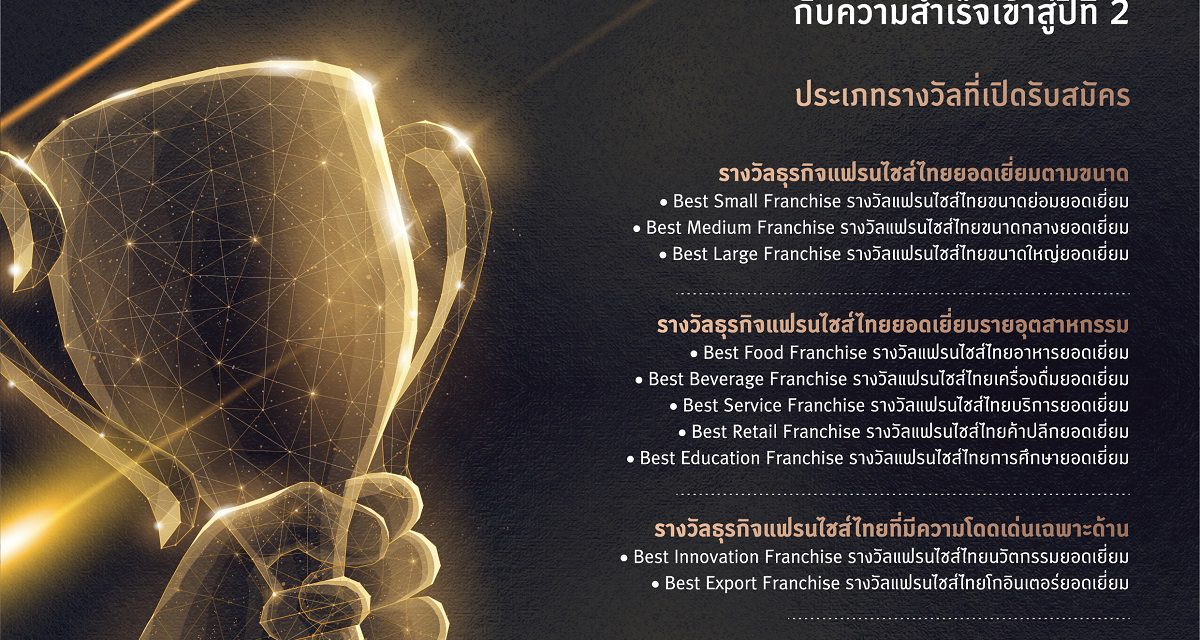 กรมพัฒนาธุรกิจการค้าร่วมกับหน่วยงานพันธมิตร สร้างความเชื่อมั่น สู้วิกฤตโควิด-19 เปิดรับสมัครผู้ประกอบธุรกิจแฟรนไชส์เข้าร่วมประกวด Thailand Franchise Award 2021 ปีที่ 2